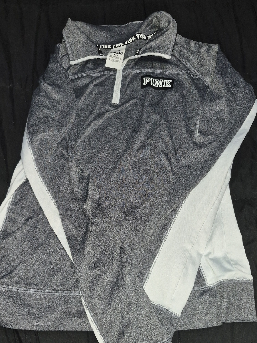 PINK Victoria's Secret Heather Gray & Black Half-Zip Pullover